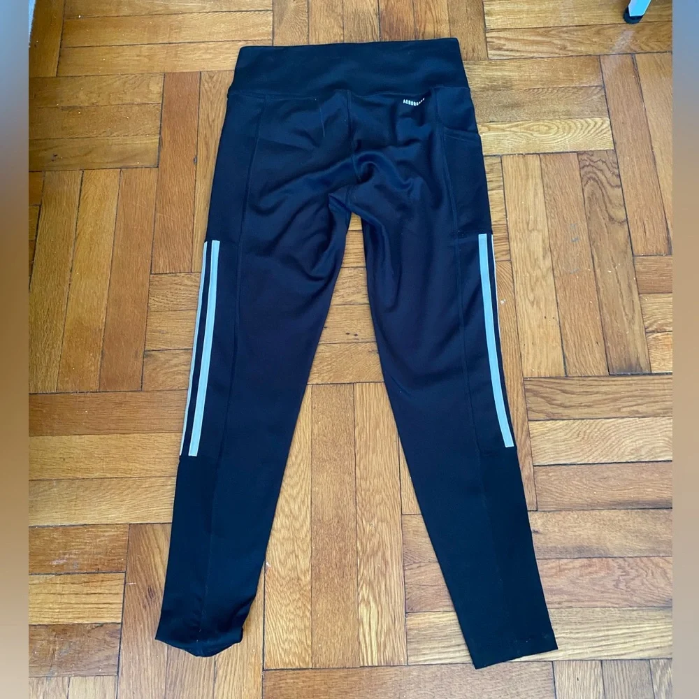 Adidas Black AEROREADY Leggings High Waisted Reflective Stripes Women’s M - Picture 4 of 7